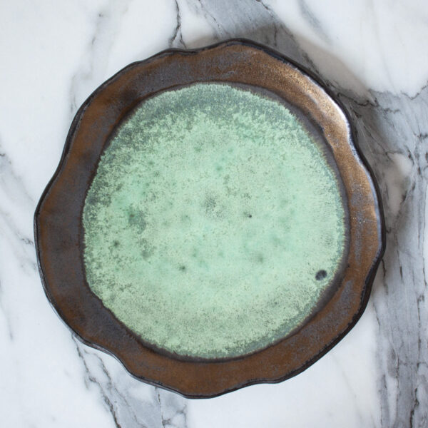 Зеленая Тарелка круглая из керамики Этно Венеция