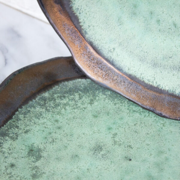 Зеленая Тарелка круглая из керамики Этно Венеция