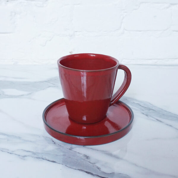 Чашка с блюдцем из керамики Кантри Red
